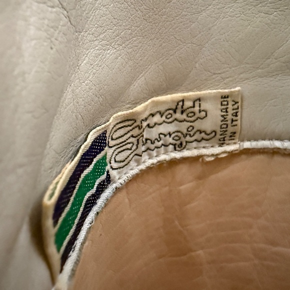 Statement Vintage 70s knee-high boots in creamy white leather with bold multicol - Picture 12 of 12